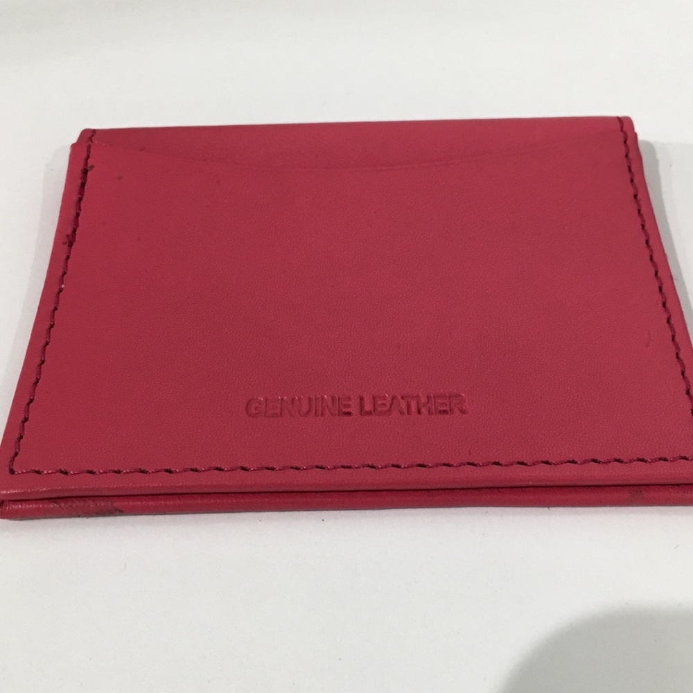 Genuine Leather Wallet Pink ID/CC/License Holder